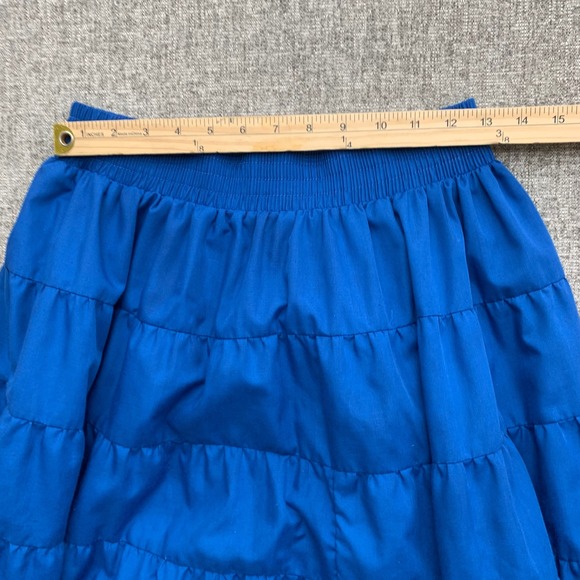 VTG Twirlerz‎ Swing Dancing Women's Blue Tiered Maxi Skirt Elastic Sz M Flowy - Picture 3 of 7
